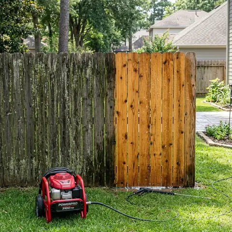 Wooden Privacy Fence Power Wash
